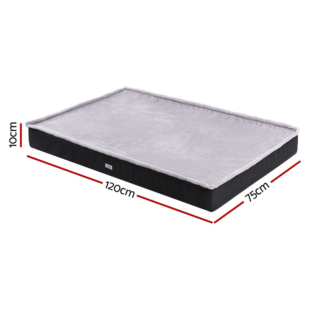 True Blue Pets Extra Large Calming Plush Pet Bed with Soft Foam Cushion and Washable Cover in Grey